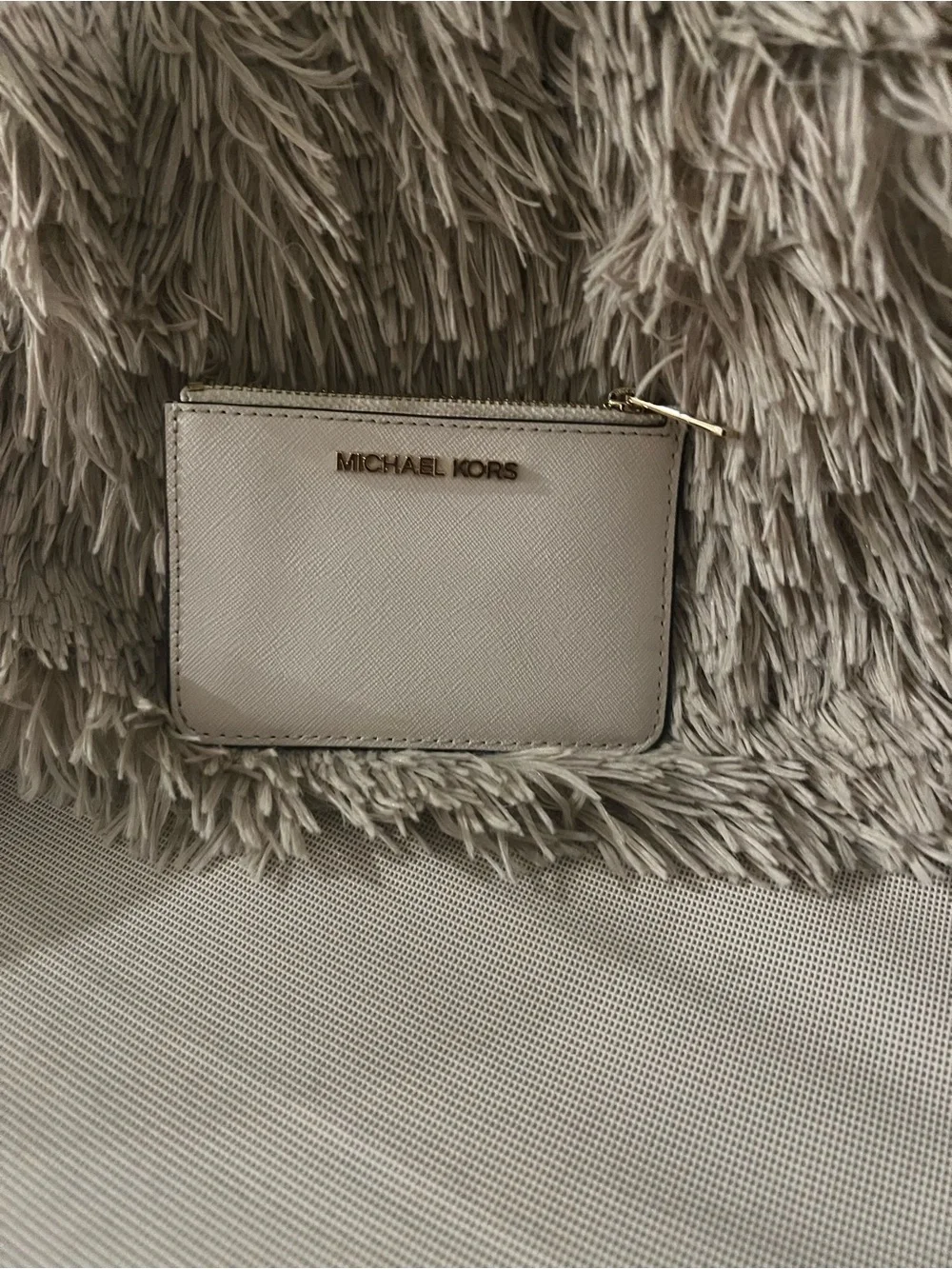Michael Kors Jet Set Travel Cream Coin Zip Card Wallet with Key Ring